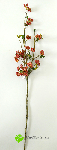 Искусственные ветки цветов - Ветка Скимия оранжевая 115 см.