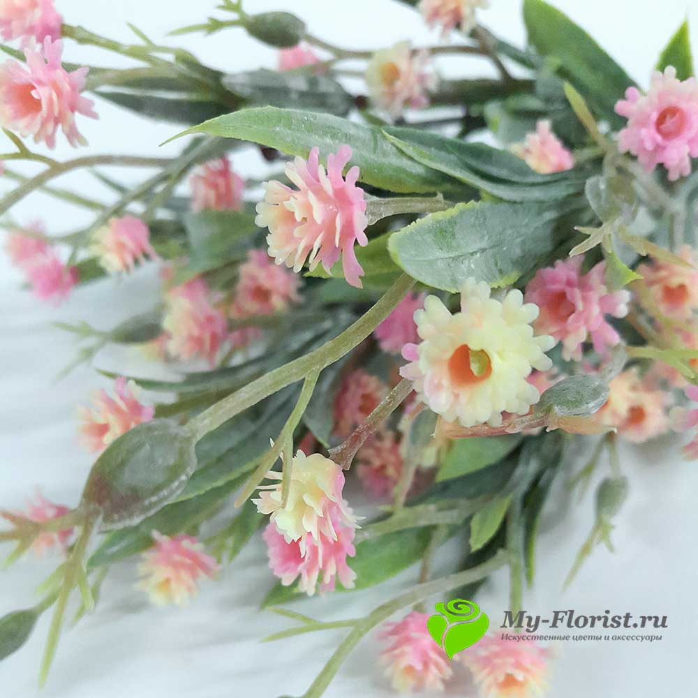 Искусственная зелень и добавки - Зелень с мелким цветочком (Розовая)