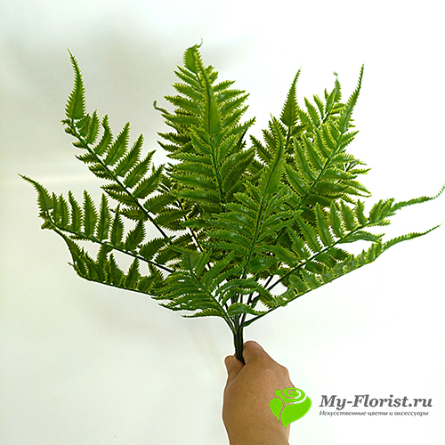 Декоративная зелень и листья - Папоротник-2 силиконовый 45 см. (Зеленый)