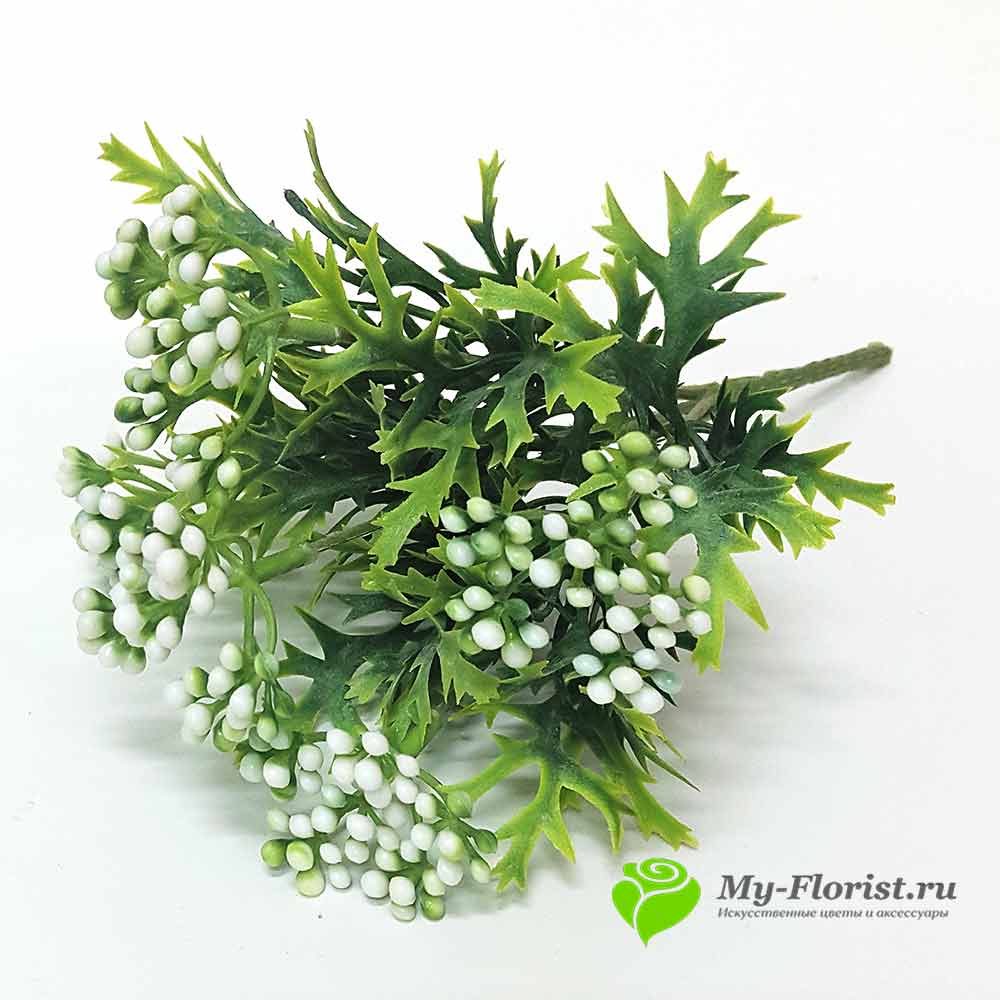 декоративная зелень и листья - Зелень-добавка с ягодами 30 см.(Зелено-белая)