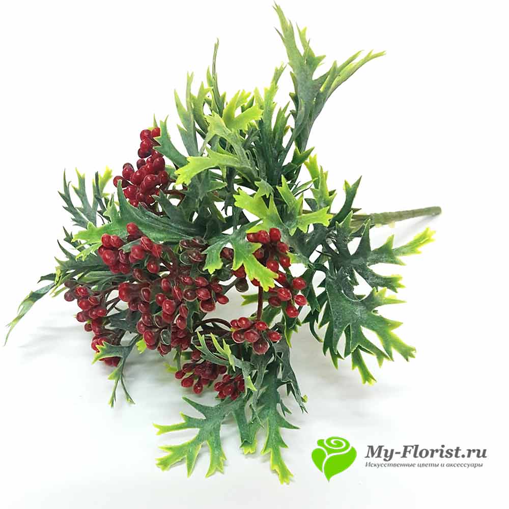 декоративная зелень и листья - Зелень-добавка с ягодами 30 см.(Красная)